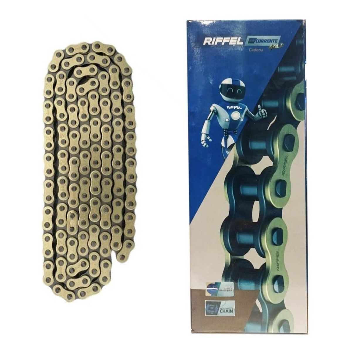 GENERICO - Cadena Para Moto Reforzada 520 X 120 Dorada C Seguro