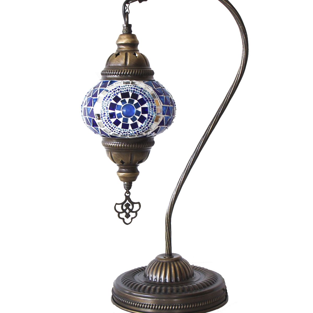 TURKUAZ - Lámpara turca cisne S Botón azul + ampolleta