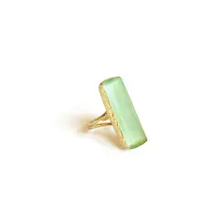 TURKUAZ - Anillo ajustable Safiye verde limón - Baño de oro 22 k