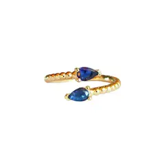 TURKUAZ - Anillo ajustable Zeyna Azul - Baño de oro 22 k