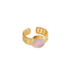 TURKUAZ - Anillo ajustable Zina Rosa - Baño de oro 22 k