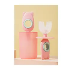 GENERICO - Cepillo De Dientes En Forma De U Para Niños De 360 Grados ROSA