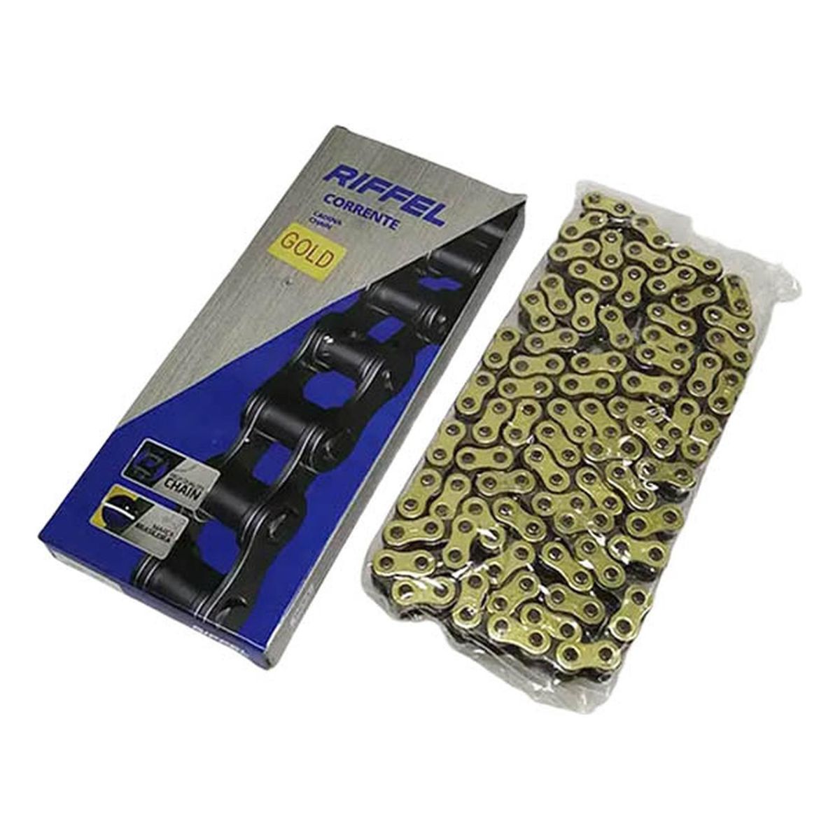 GENERICO - Cadena Moto Reforzada Con Oring Dorada 428 X 140 C Seguro