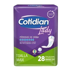 COTIDIAN - Toallas Incontinencia Maxi Lady De 28 Unidades