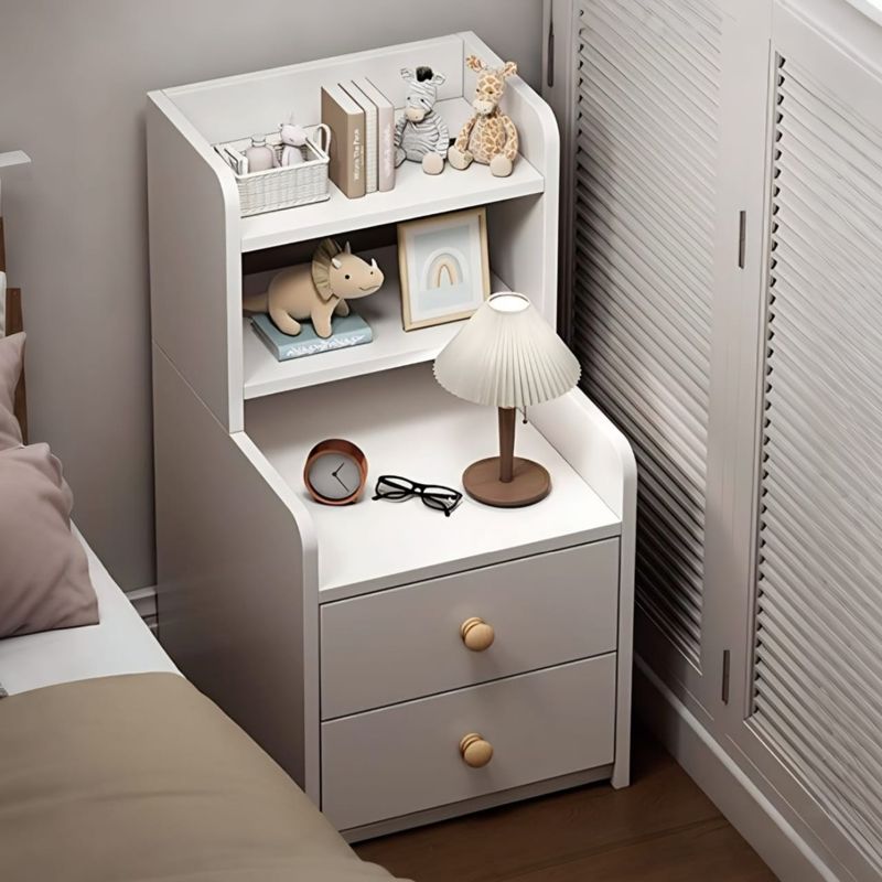 GENERICO - Velador Comoda Mesa De Noche Con Cajones y Repisa 40x74x30cm