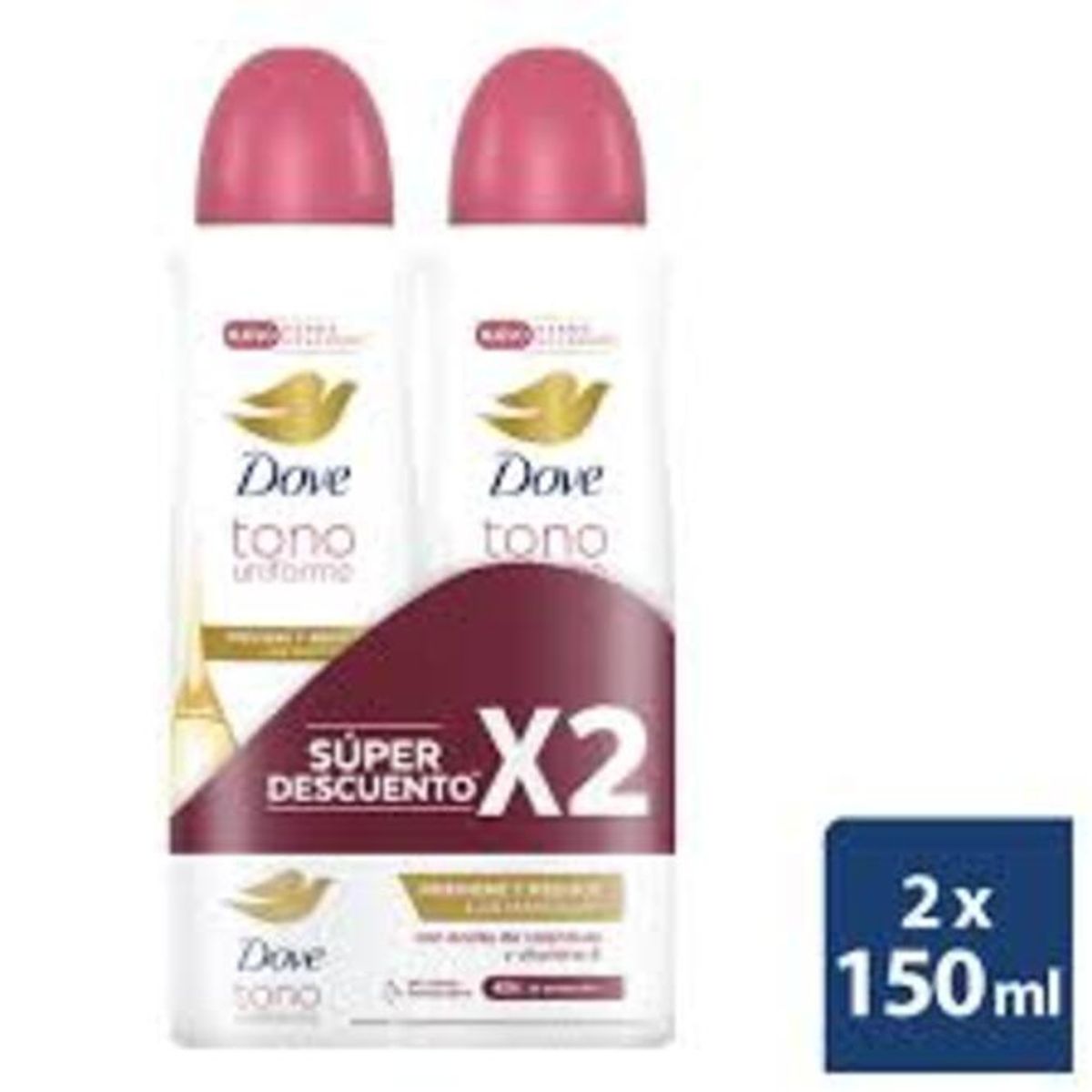DOVE - Dove Deo Spray Pack x2 Tono Uniforme