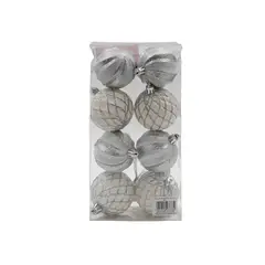 MIRO - Esferas navideñas 8 unidades 6 cm blanco nevado