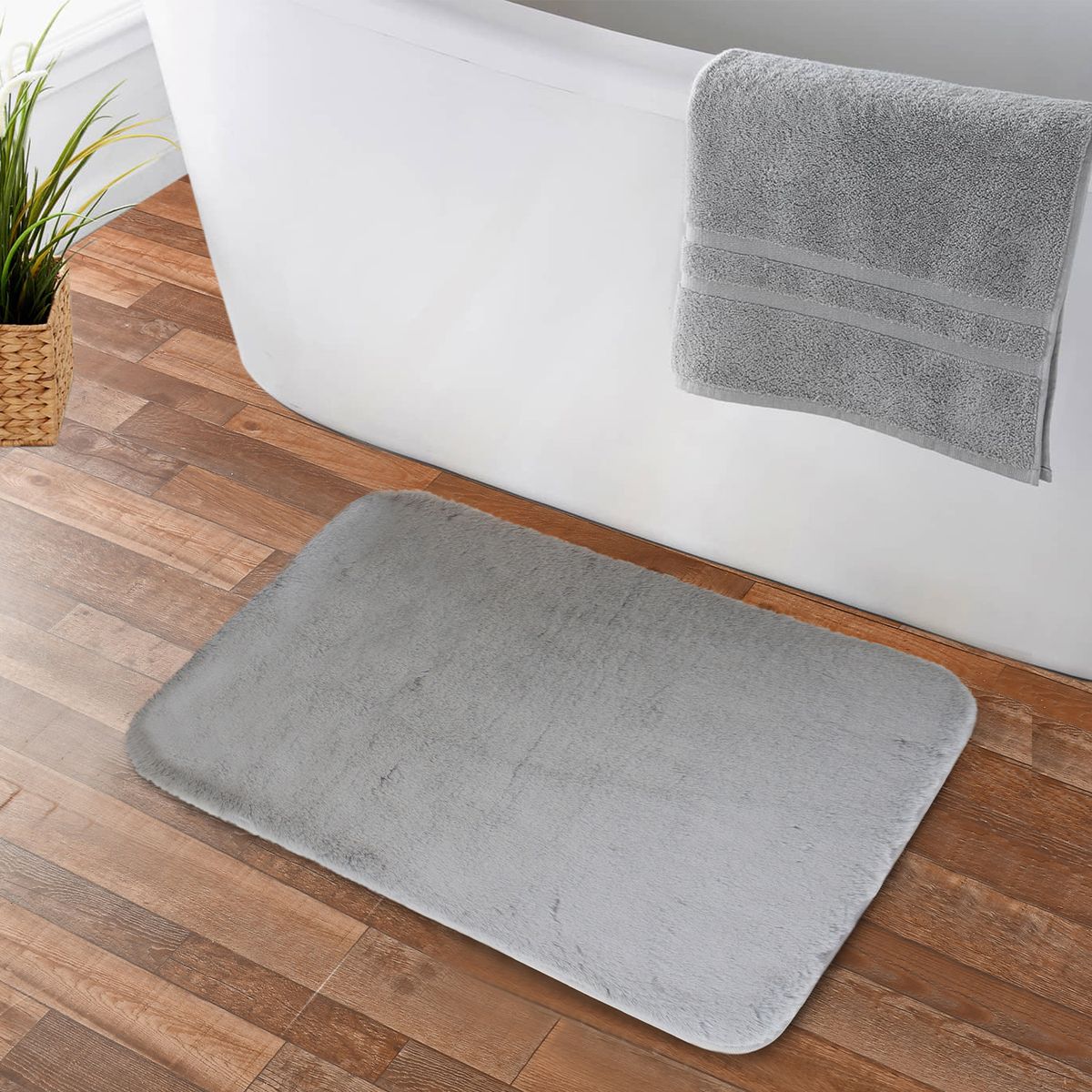 NAUTICA - Alfombra de baño Nautica Home ultra suave 40x60cm gris claro