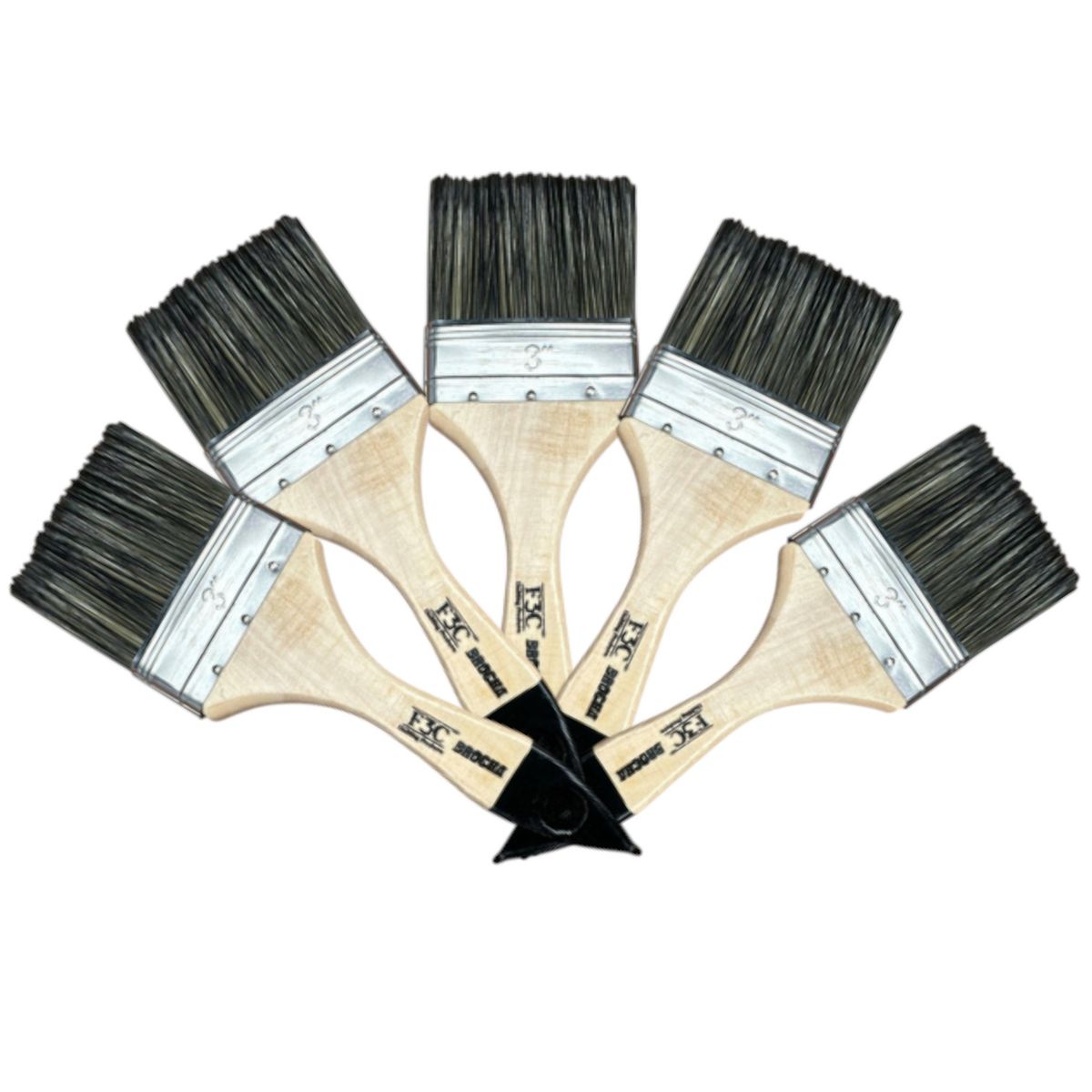 Pack X5 Brocha 3 Pulgadas Mango Madera Profesional, marca F3C - Foto Principal
