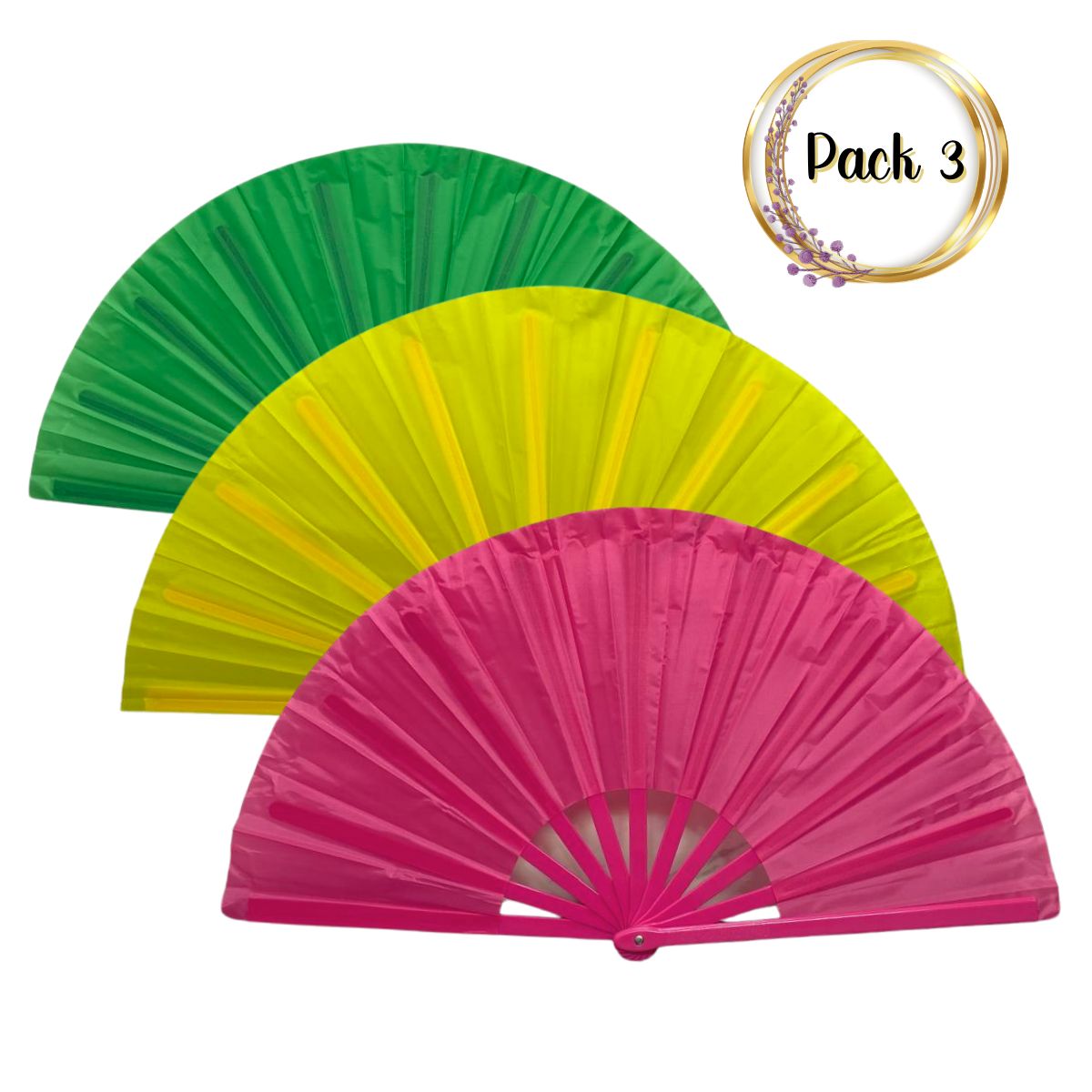 EKOL TACTICA MILITAR - Pack 3 Abanicos Grandes Multicolores Bailes Primavera / Verano Surtidos