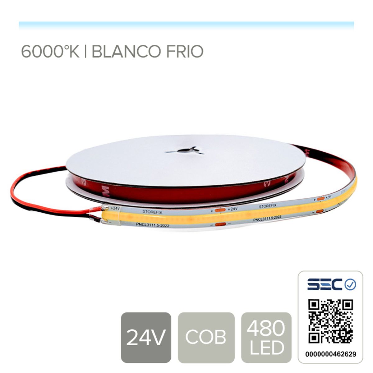 STOREFIX - CINTA LED COB SIN DEMARCACION 11W 24V FRIO (Rollo 5 mts)