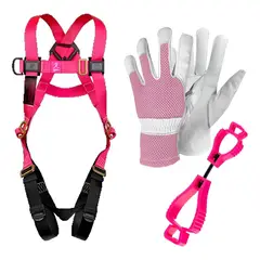 METALFER - Arnés Completo Color Rosa + Guante Cabritilla Talla M Y Portaguante