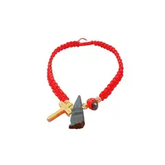 GENERICO - Pulsera tejida con azabache para proteccion con cruz y huayruro