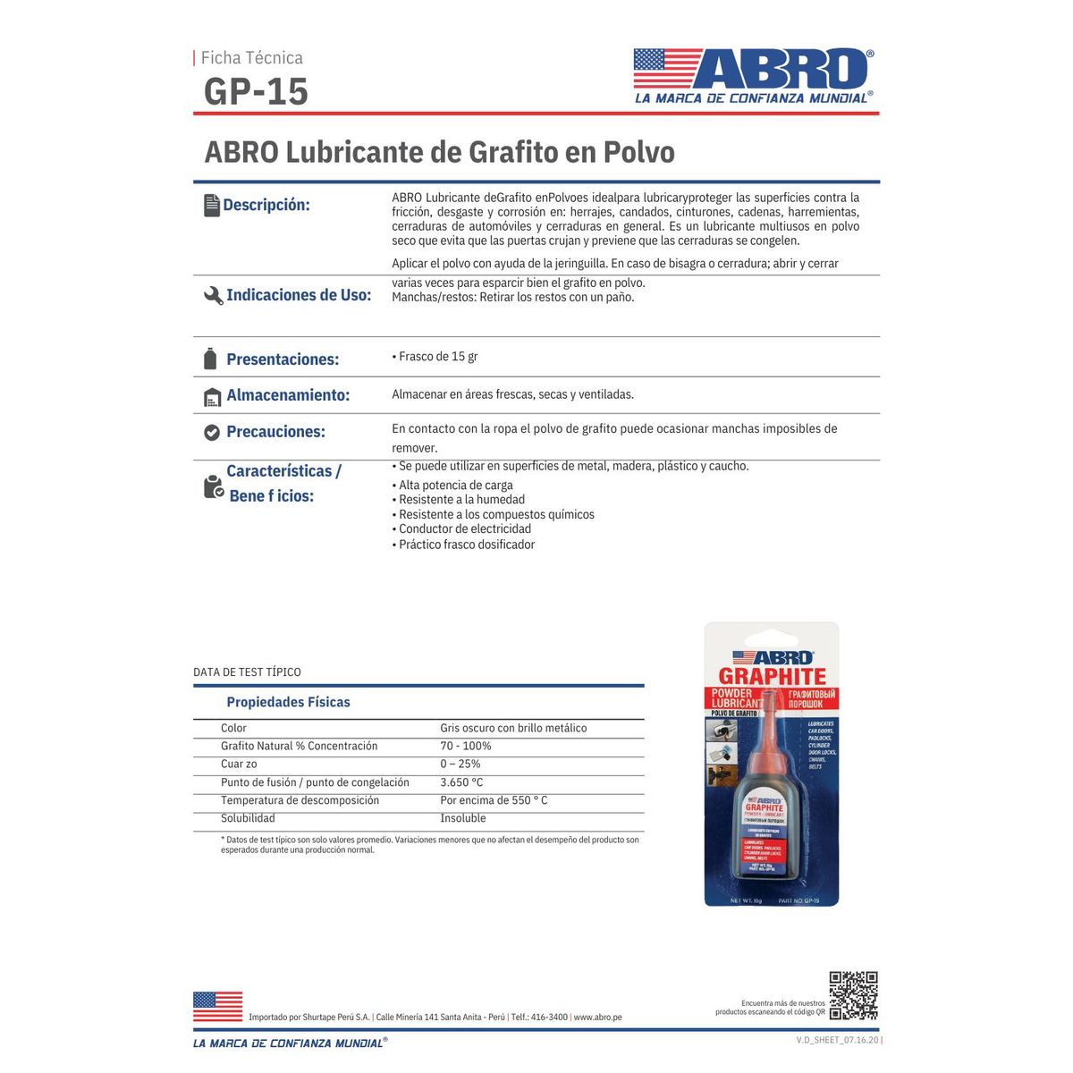 GENERICO - Lubricante de Grafito en Polvo marca Abro 15 Gramos