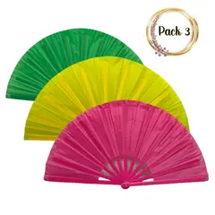 EKOL TACTICA MILITAR - Pack 3 Abanicos Grandes Multicolores Bailes Primavera / Verano Surtidos