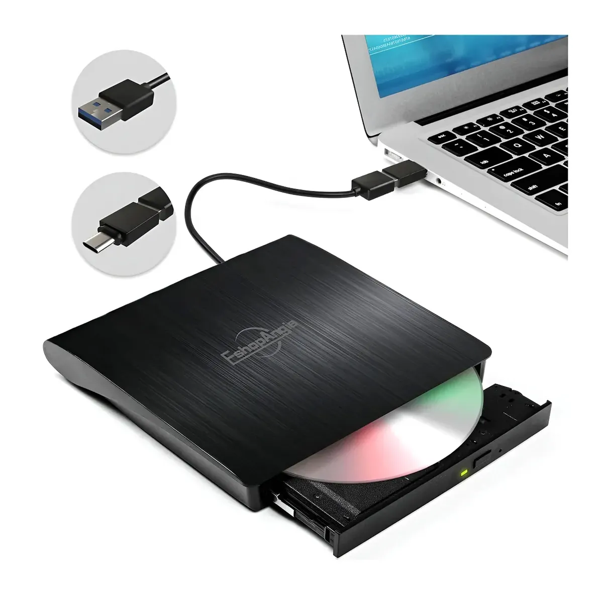 ESHOPANGIE - Grabador Externo Dvd/cd Lector Usb 3.0 Negro Usb-c Usb 3.0,usb-