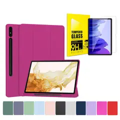 GENERICO - Funda Más Lámina De Vidrio Para Galaxy Tab A11 Plus / A9 Plus 11 " - Fucsia
