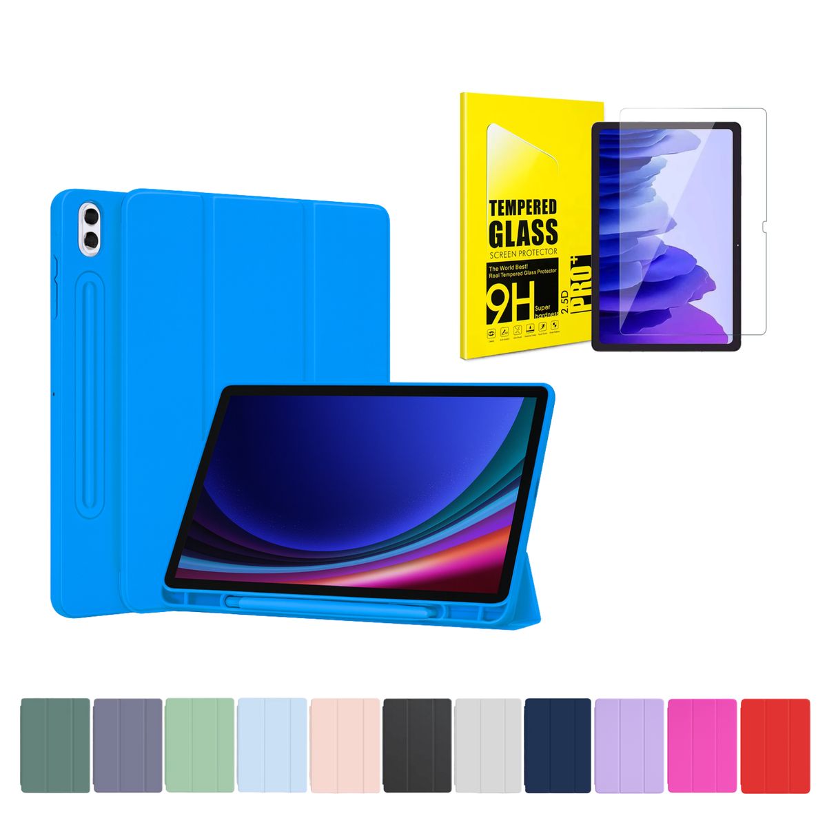 GENERICO - Funda Más Lámina De Vidrio Para Galaxy Tab A11 Plus / A9 Plus 11 " - Azul