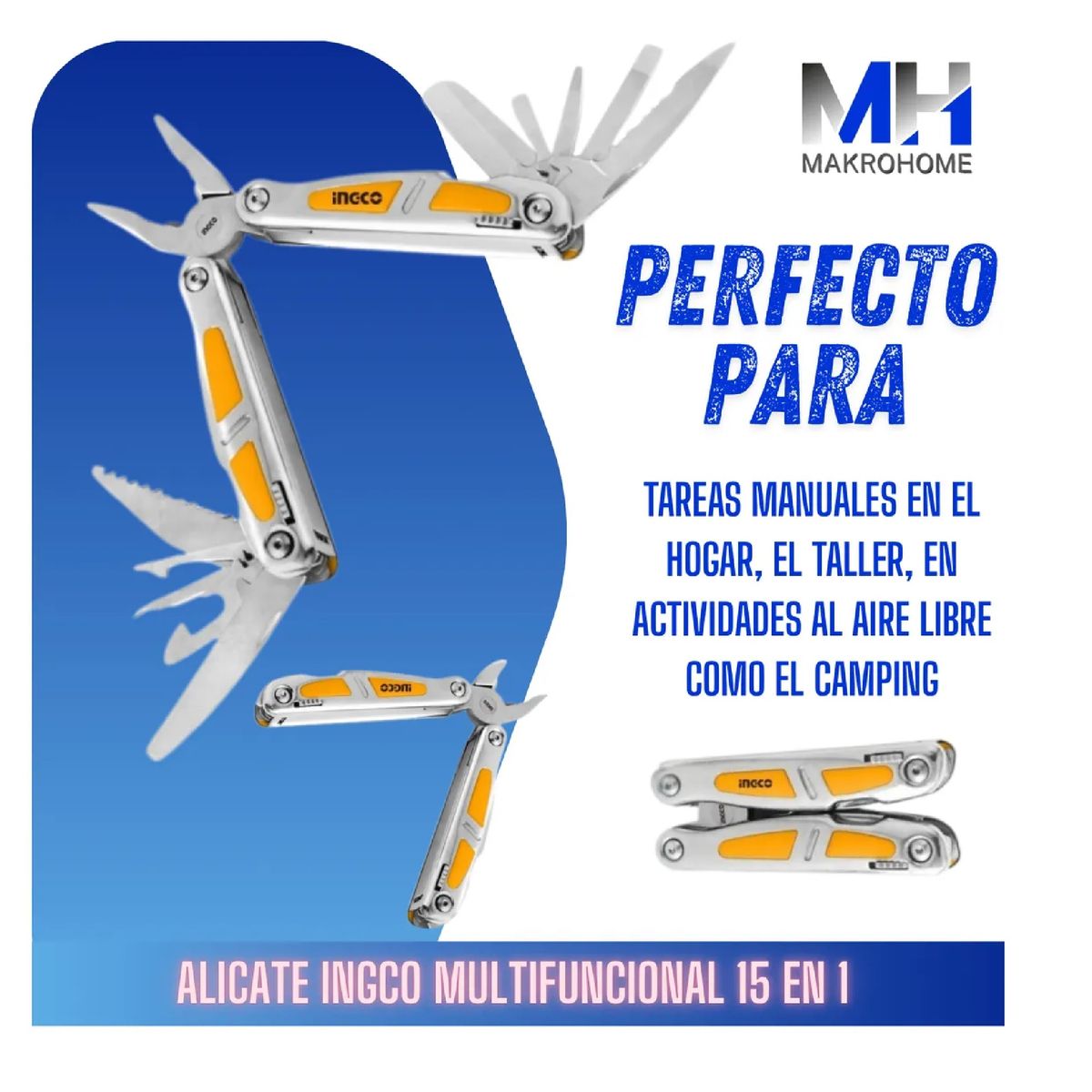 Alicate Multifuncional Ingco 15 En 1 Multitool Acero Inox., marca INGCO - Foto 2