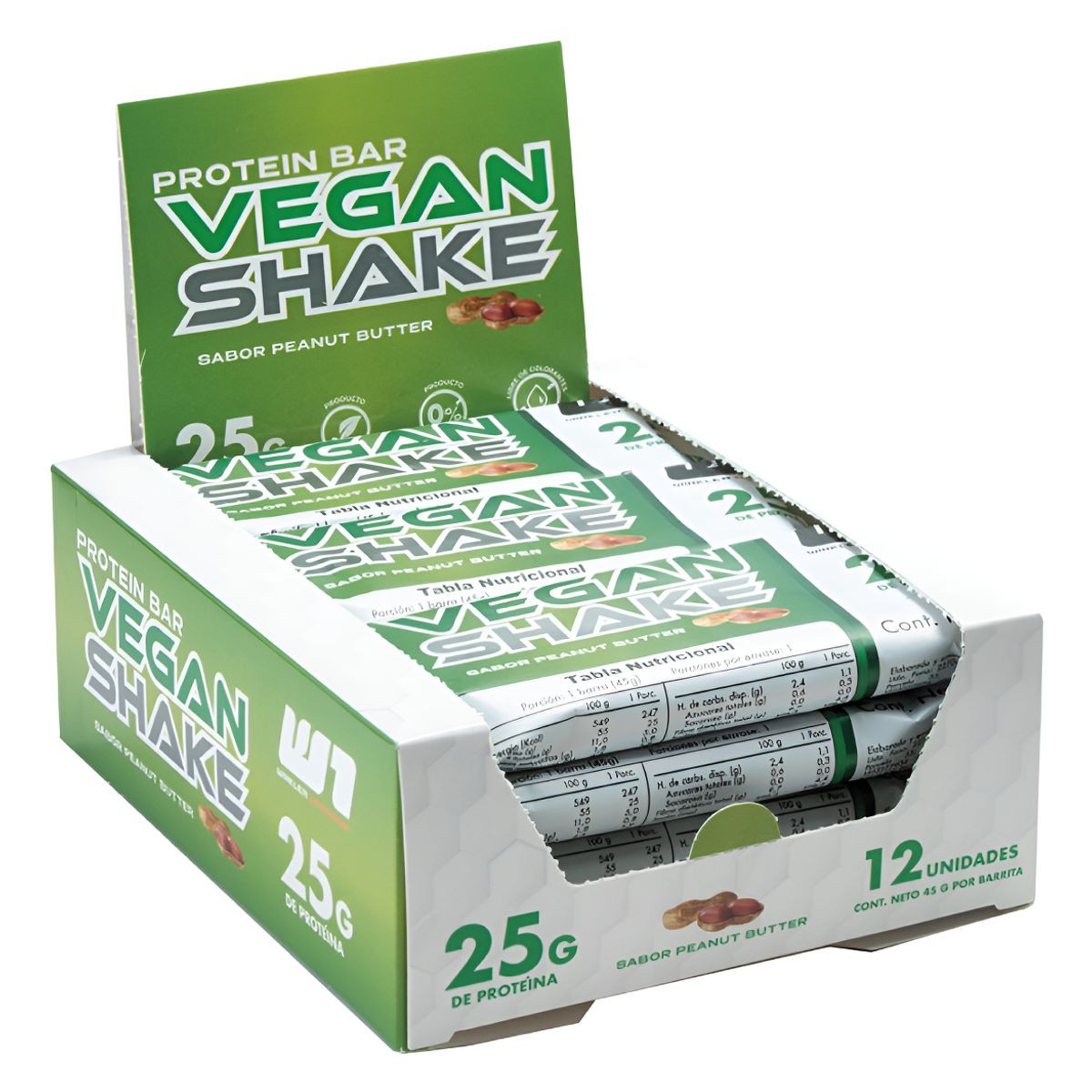WINKLER NUTRITION - Pack 12 Barrita Vegana Vegan Shake Protein Bar 45 Grs.
