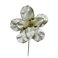 MIRO - Flor de navidad Magnolia 22 cm crema dorado