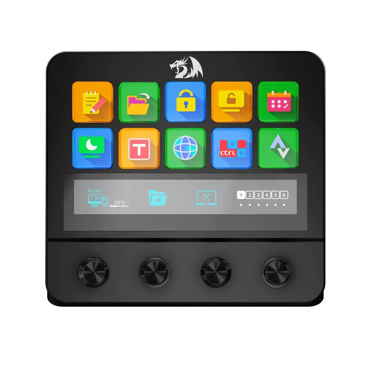 REDRAGON - Controlador de Streaming Redragon Ragnaros SS-552, 15 Teclas, Slider Touch, 4 Perillas, Negro