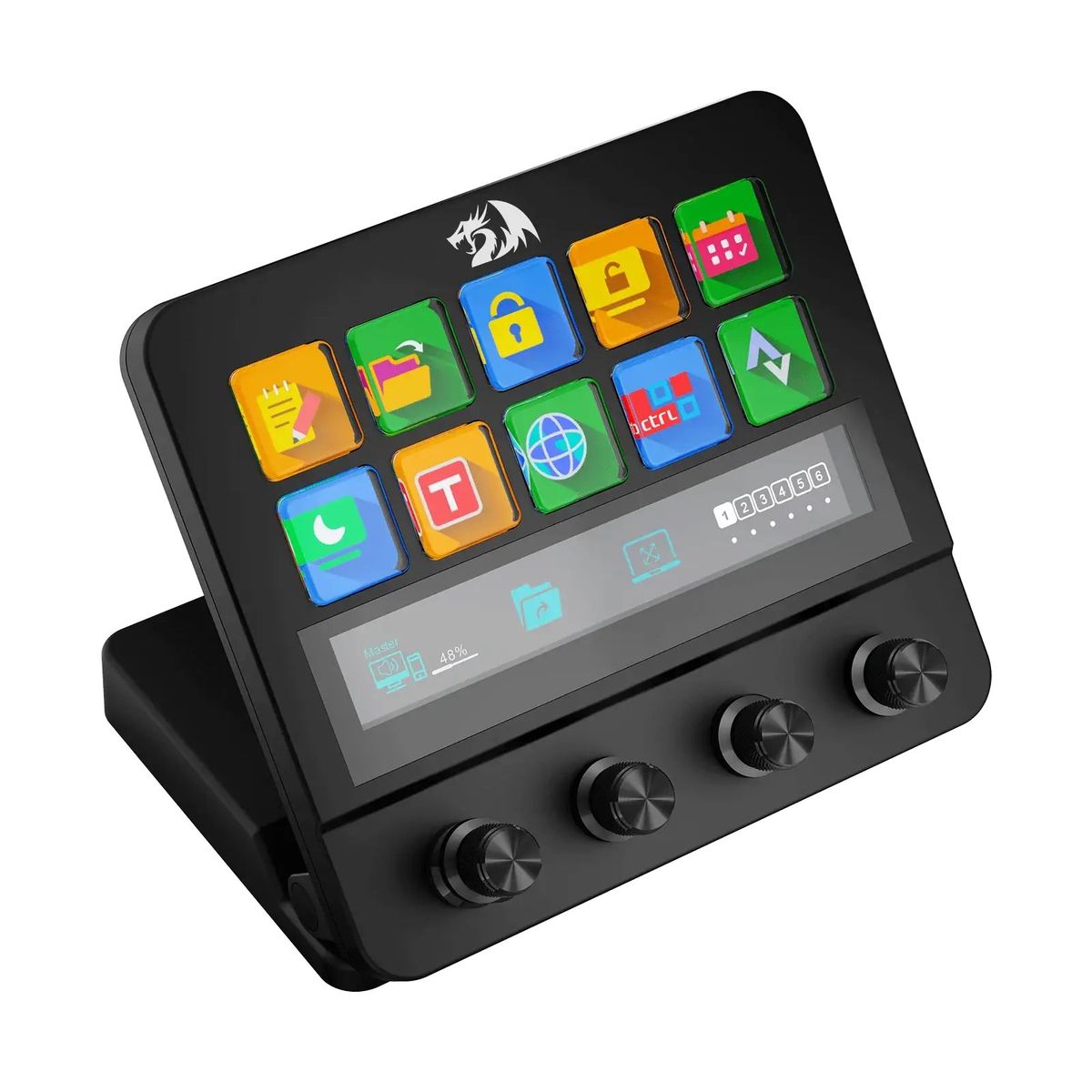 REDRAGON - Controlador de Streaming Redragon Ragnaros SS-552, 15 Teclas, Slider Touch, 4 Perillas, Negro