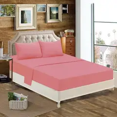 GENERICO - JUEGO DE SABANA 2 PLAZAS COLOR ROSADO