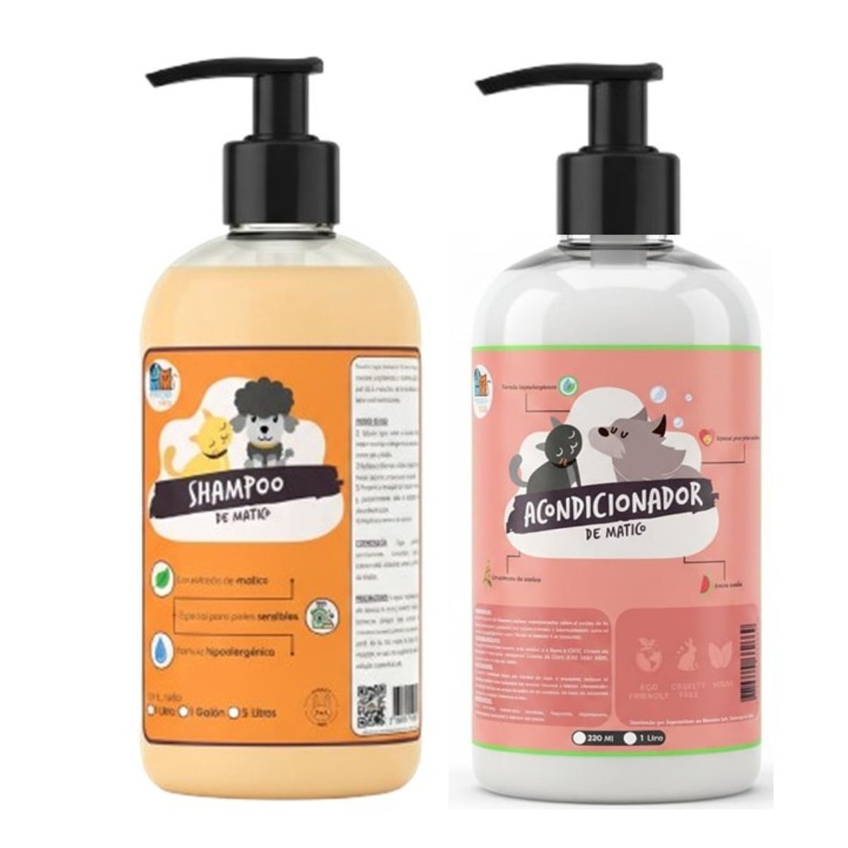 MASCOKITS - Shampoo + Acondicionador De Matico Pieles Sensibles 1 Litro