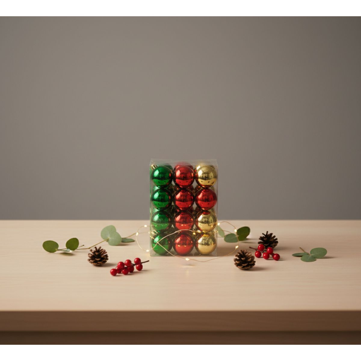 MIRO - Esferas navideñas 24 unidades 4 cm rojo verde dorado Miro