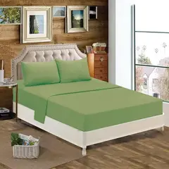 GENERICO - JUEGO DE SABANA 2 PLAZAS COLOR VERDE MUSGO