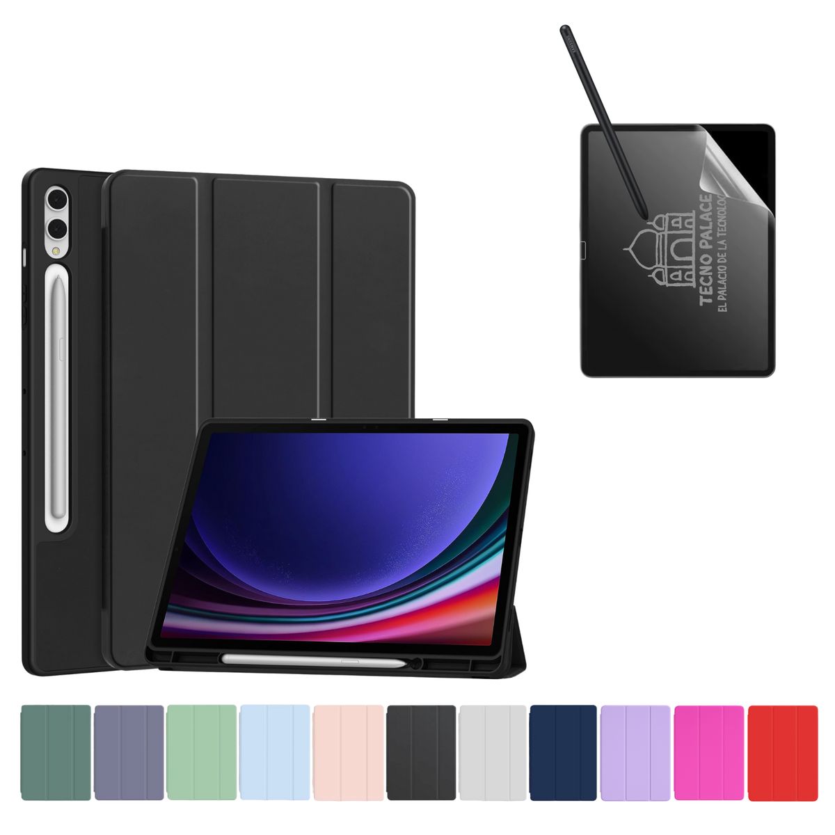 TECNOPALACE - Funda Más Lámina PaperLike Para Galaxy Tab S9Plus-S9FePlus-S10Plus - Negro