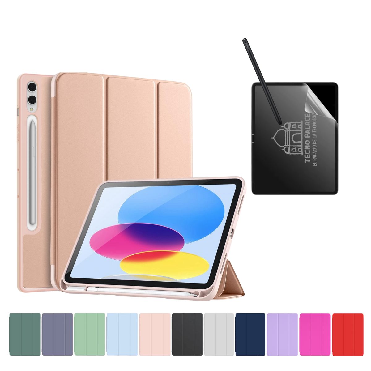 TECNOPALACE - Funda Más Lámina PaperLike Para Galaxy Tab S9Plus-S9FePlus-S10Plus - Rose Gold