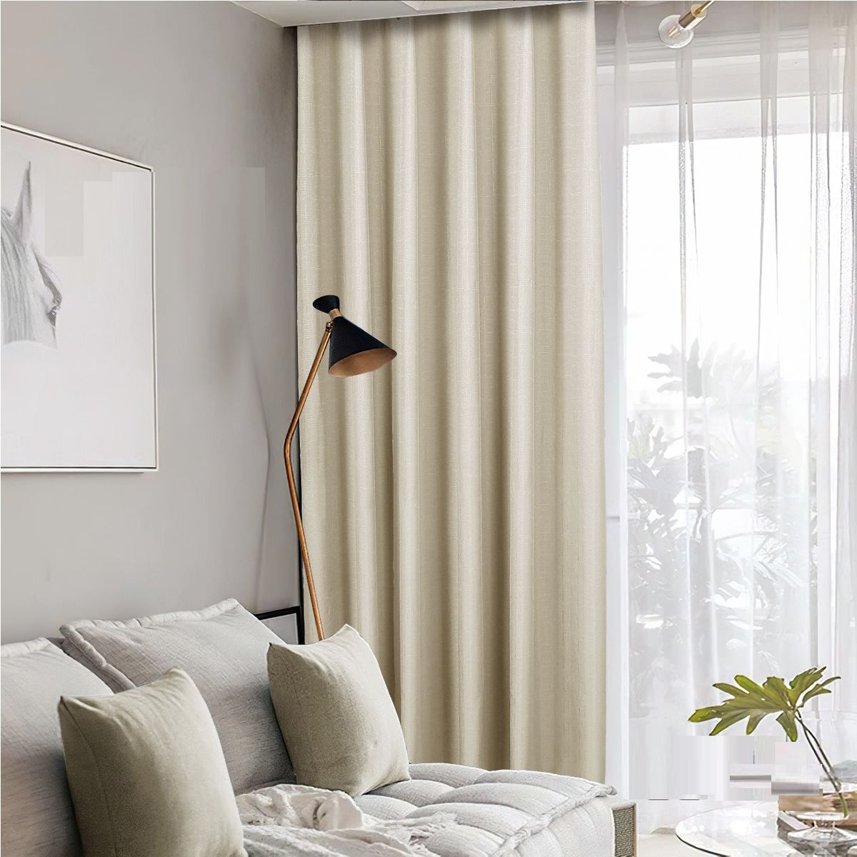 GENERICO - CORTINA BEIGE 100% BLACKOUT ENGOMADA DE 2 PAÑOS MP