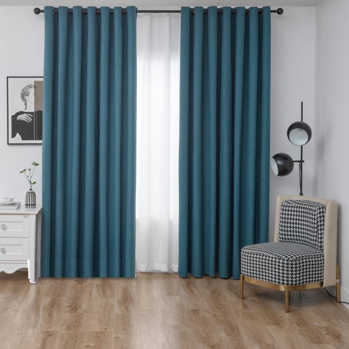 GENERICO - CORTINA AZUL PETROLEO 100% BLACKOUT ENGOMADA DE 2 PAÑOS MP