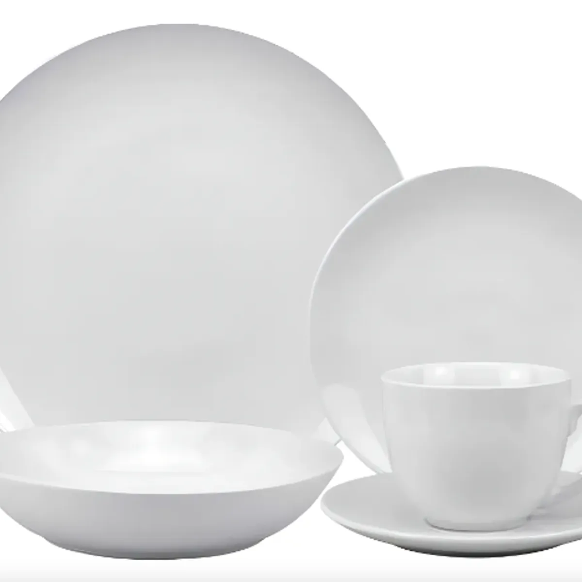 GENERICO - Juego De Loza 30 Piezas Cerámica Vajilla Diseño Platos Tazas Color Blanco Líneas