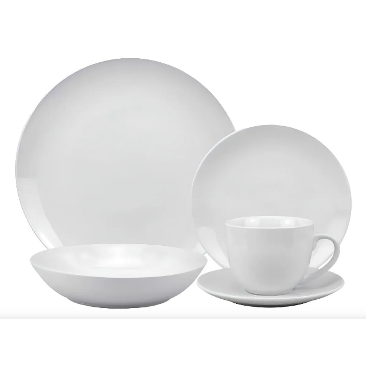 GENERICO - Juego De Loza 30 Piezas Cerámica Vajilla Diseño Platos Tazas Color Blanco Líneas