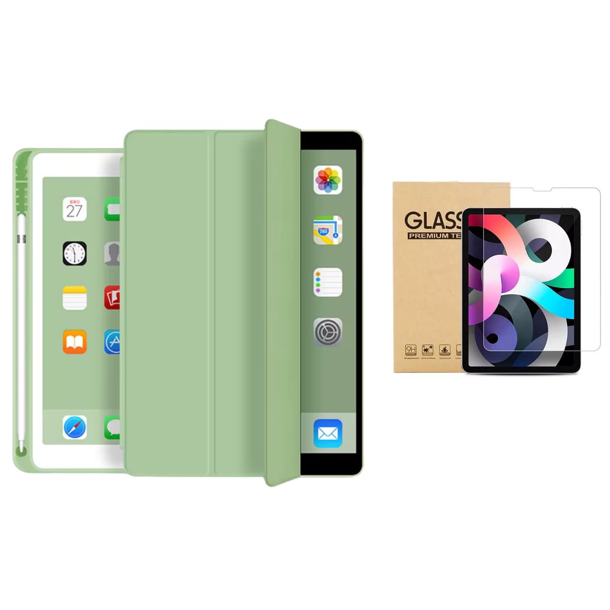 GENERICO - Fundas iPad Más Lámina De Vidrio Para iPad Air 11 M2 / M3 - Verde Menta