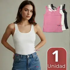 UTILISIMO - Camiseta Polera 100% Algodón Básica Lisa Con Espalda Cruzada Mujer Colores Surtidos