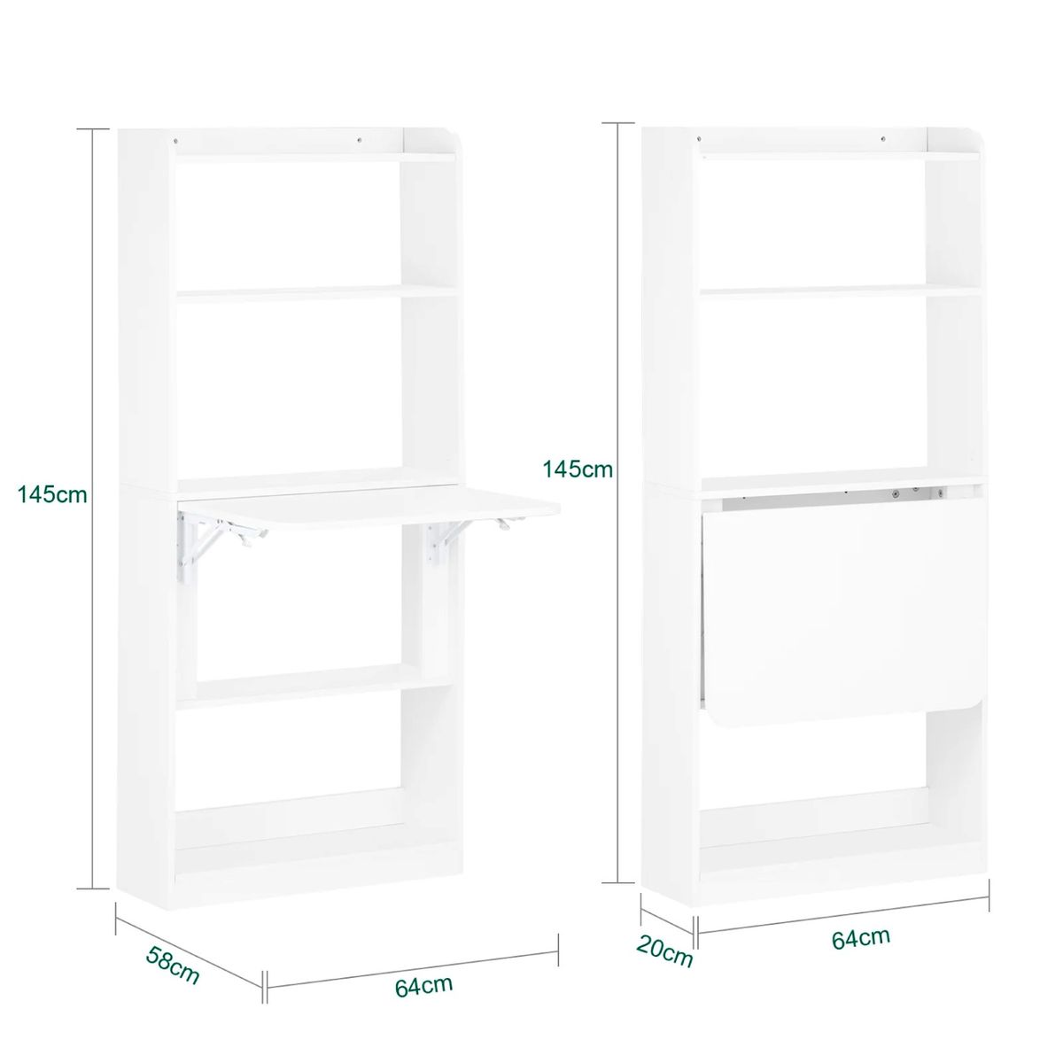 HABITA2 CHILE - Repisa con Escritorio Abatible en blanco.