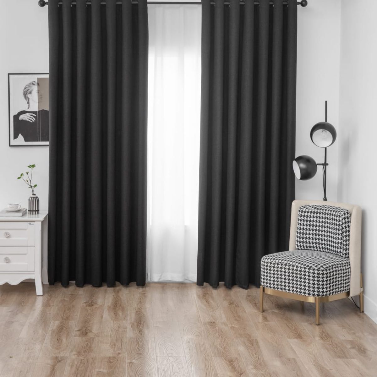 GENERICO - CORTINA BLACKOUT NEGRA DE 2 PAÑOS ENGOMADA MP