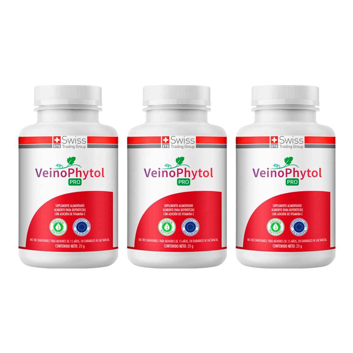 VEINOPHYTOL - Pack  3 VeinoPhytol Pro + Vitamina C Varices 90 Caps