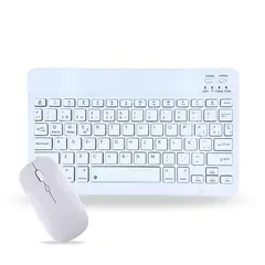 GENERICO - Pack Teclado 7 " y Mouse Bluetooth Para Tablet iPad letra Ñ - Blanco
