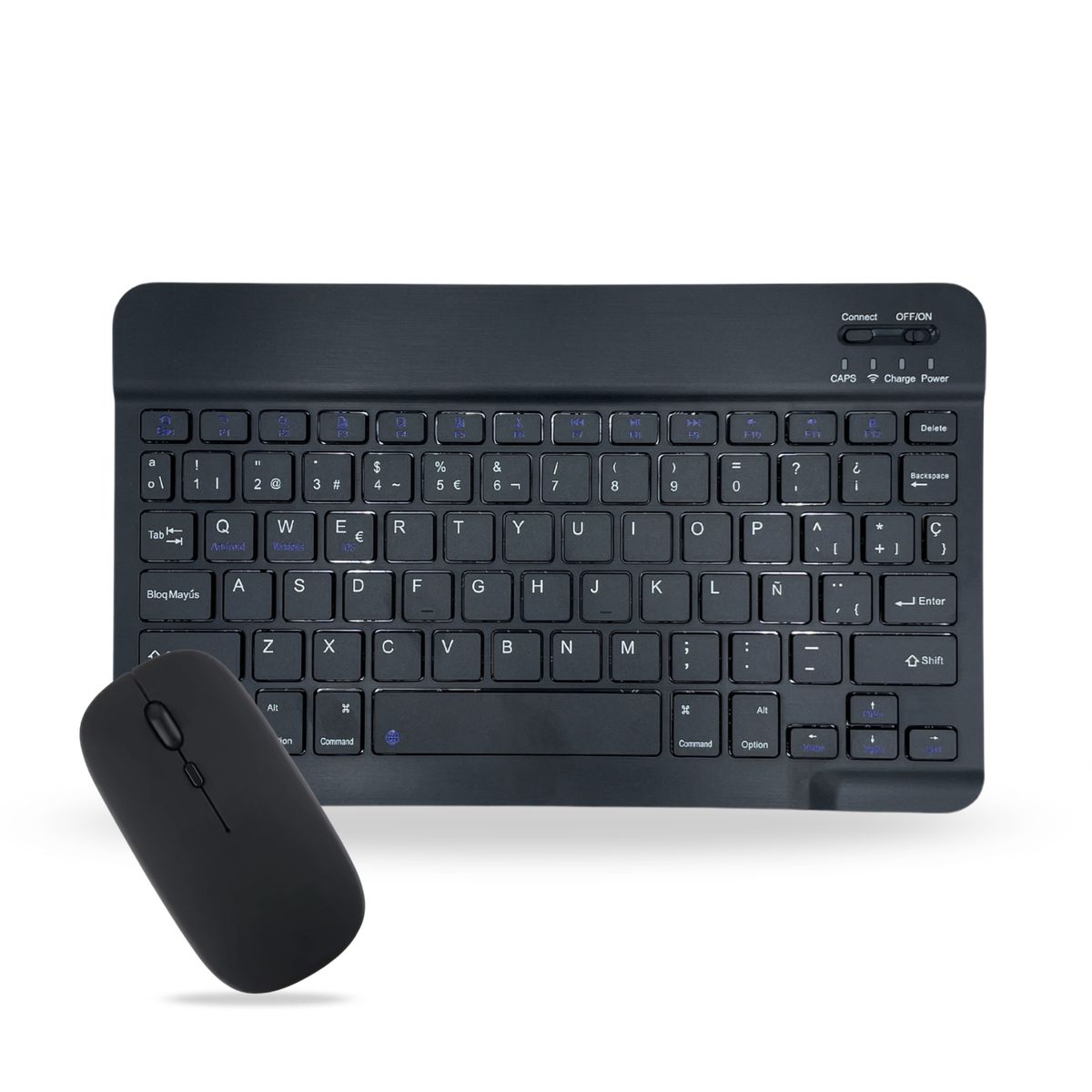 GENERICO - Pack Teclado 7 " y Mouse Bluetooth Para Tablet iPad letra Ñ - Negro