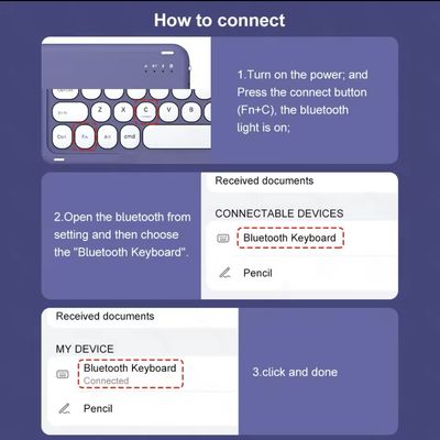 Imagen 2 del producto Pack Teclado 2.0 10 "" y Mouse Bluetooth Tablet iPad letra Ñ - Morado Oscuro