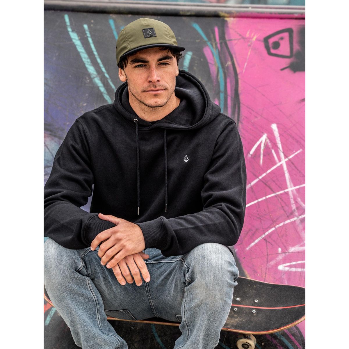 VOLCOM - Poleron Canguro Dobleflip Negro Hombre Volcom