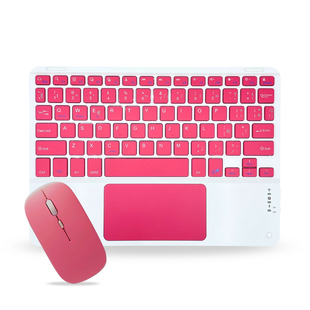 GENERICO - Pack Teclado TouchPad 10 " y Mouse Bluetooth Tablet iPad letra Ñ - Sandía