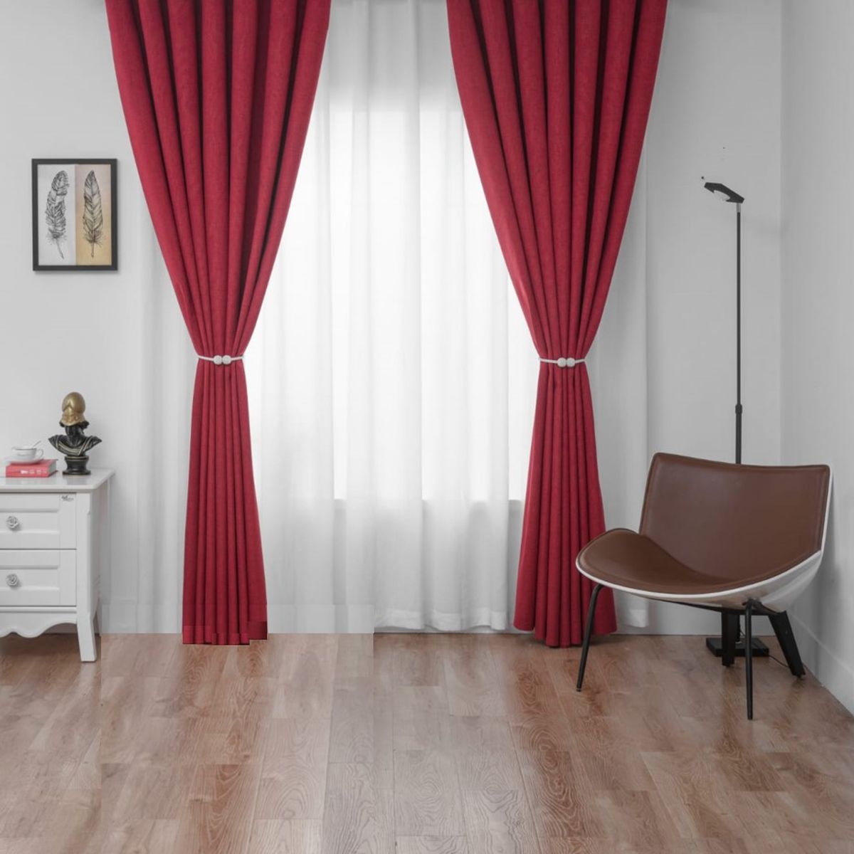GENERICO - CORTINA BLACKOUT ROJO DE 2 PAÑOS ENGOMADA MP