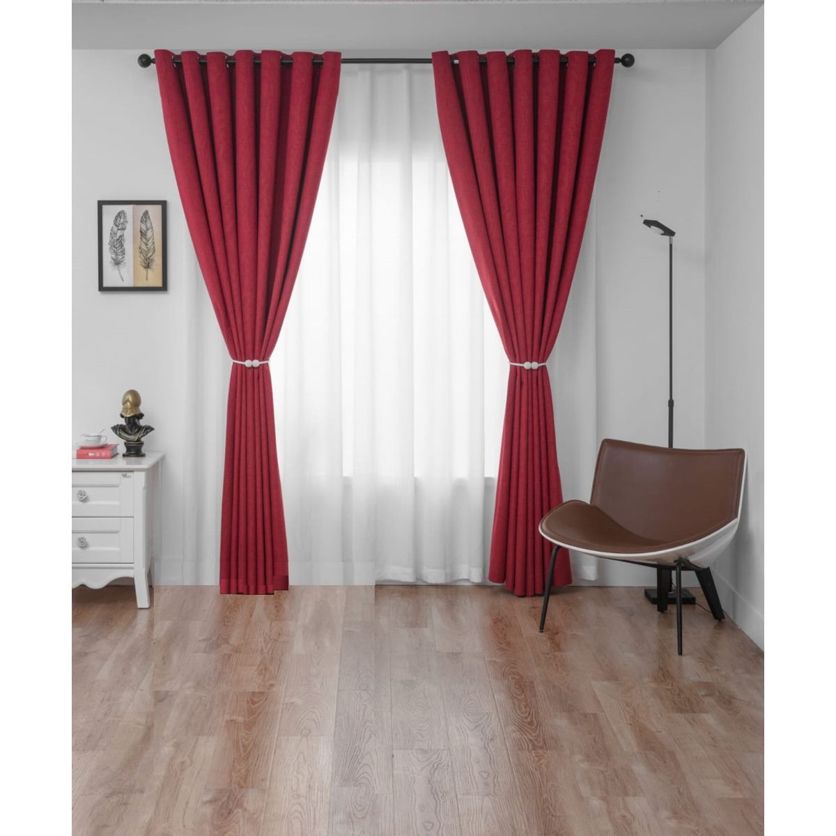 GENERICO - CORTINA BLACKOUT ROJO DE 2 PAÑOS ENGOMADA MP