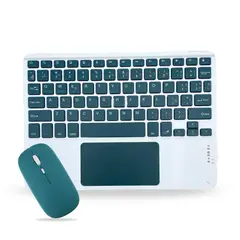 GENERICO - Pack Teclado TouchPad 12 " y Mouse Bluetooth Tablet iPad letra Ñ - Verde Oscuro